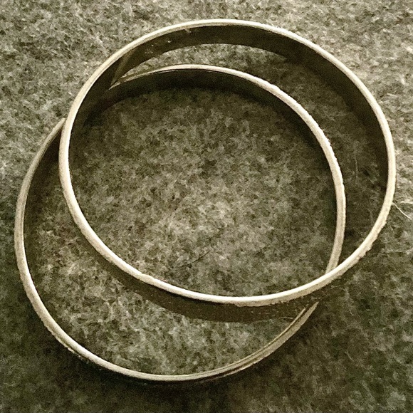 Textured Silver Bangle Bracelets - Picture 3 of 3
